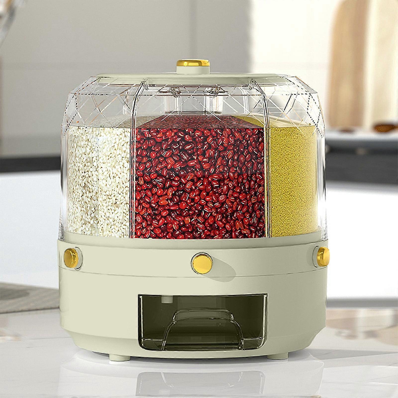 40lb Rice & Grain Storage Container, 360° Rotating Dispenser with Measuring Cylinder, Airtight & Moisture Resistant for Black/Yellow Rice, Beans