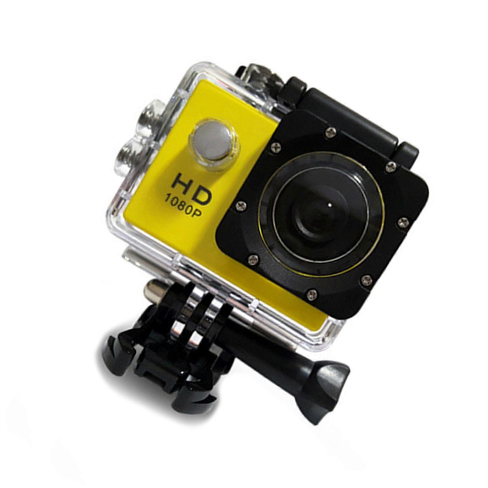 多機能アクションカメラ、ビデオカメラ、ウォーターアクティビティ用、4K、簡単な取り付け、サポート、2/3/5分、リサイクル、録画、黄色