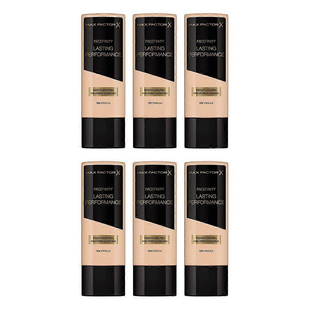 6 x Max Factor Lasting Performance Weightless Feel Foundation 104 Vanilla