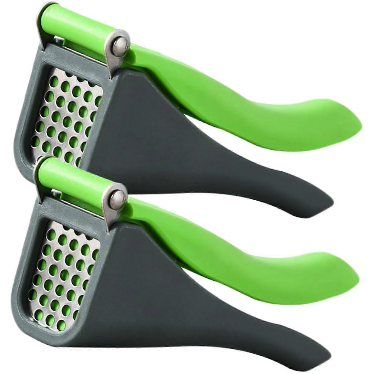 2Pcs Manual Garlic Press and Crusher with Ergonomic Handle for Home Cooking and Ginger Prep