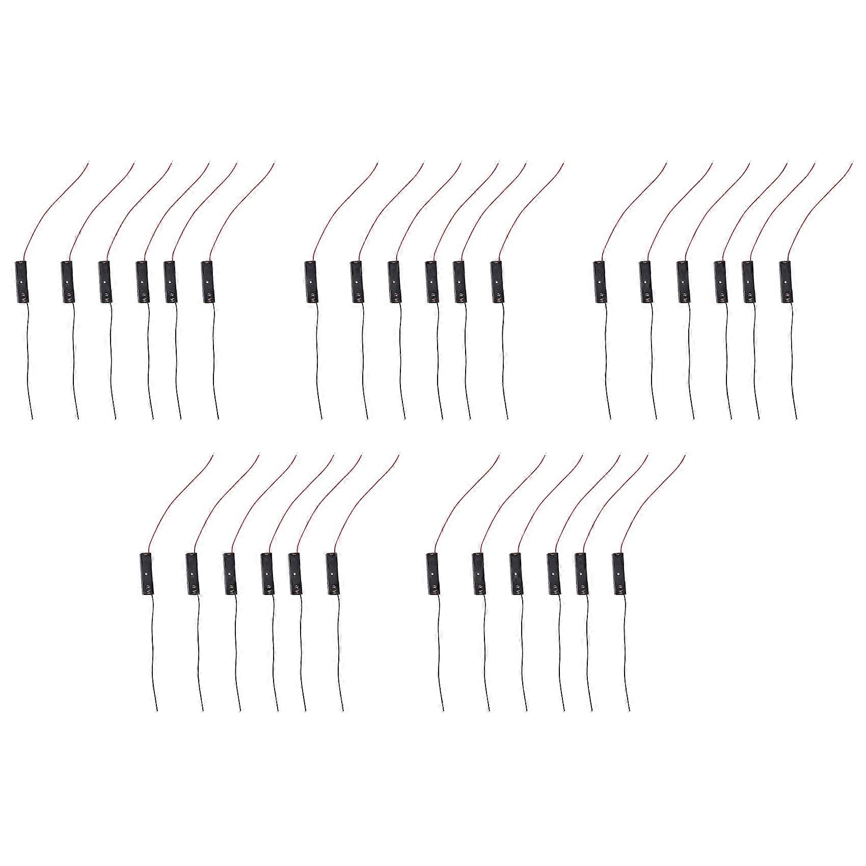 30Pcs Wired Connector 1.5V AAA Battery Holder Plastic Case Storage Box Black