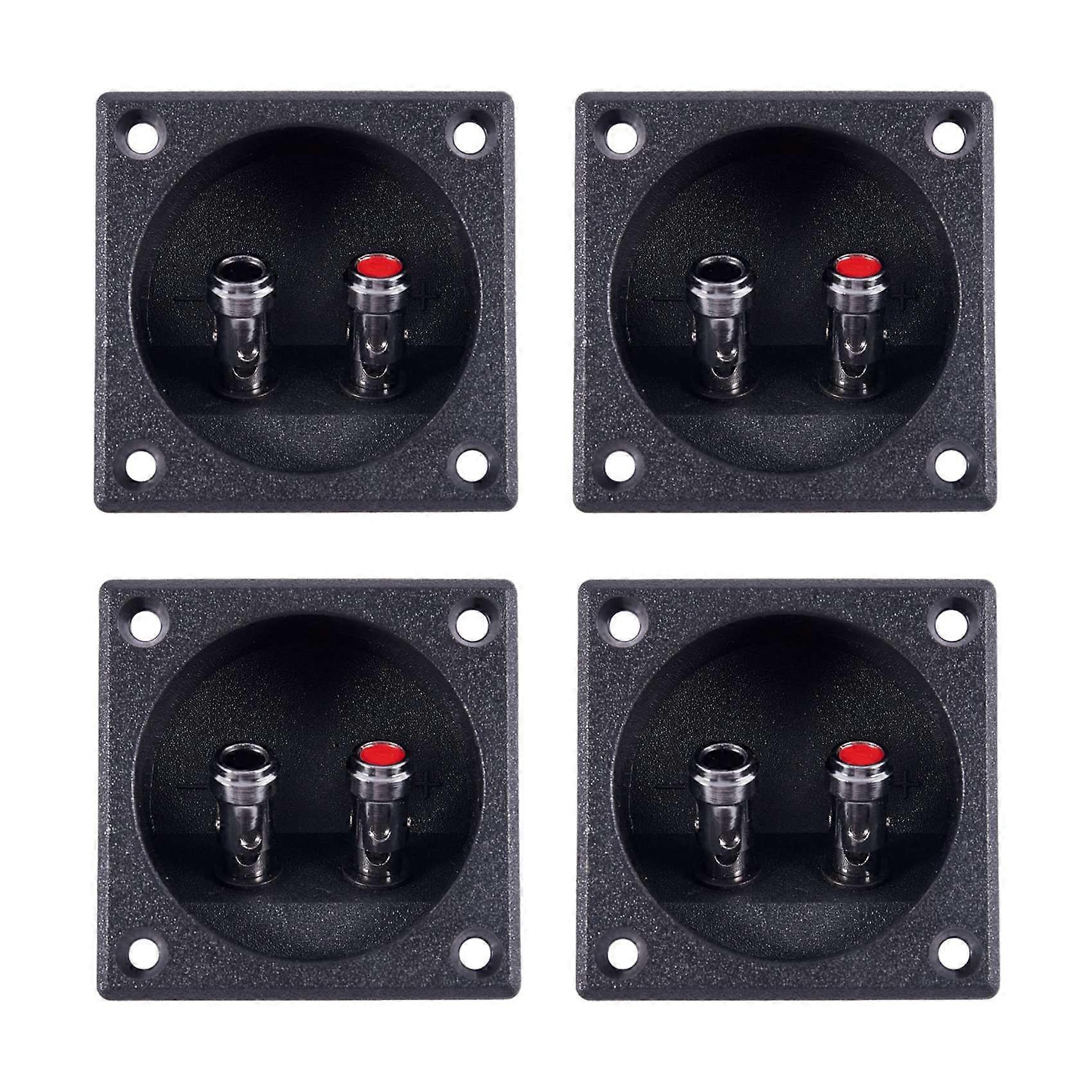 4X Square Shape Double Binding Post Type Speaker Box Terminal Cup Black