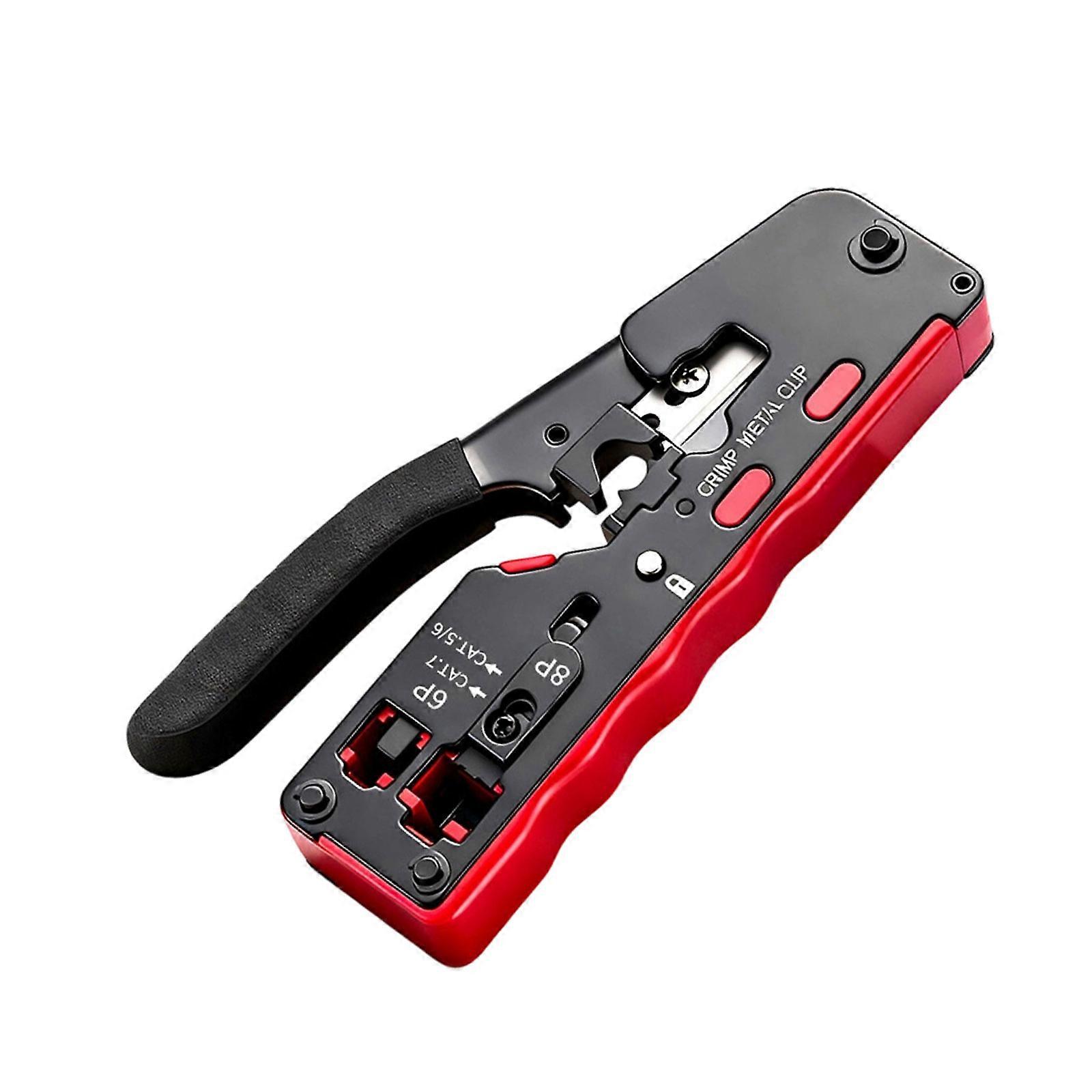 Ratcheting Modular Data Cable Crimper Wire Stripper Wire Cutter for Cat6a Cat6 Cat5 Ergonomic Slip Resistant Multicolor