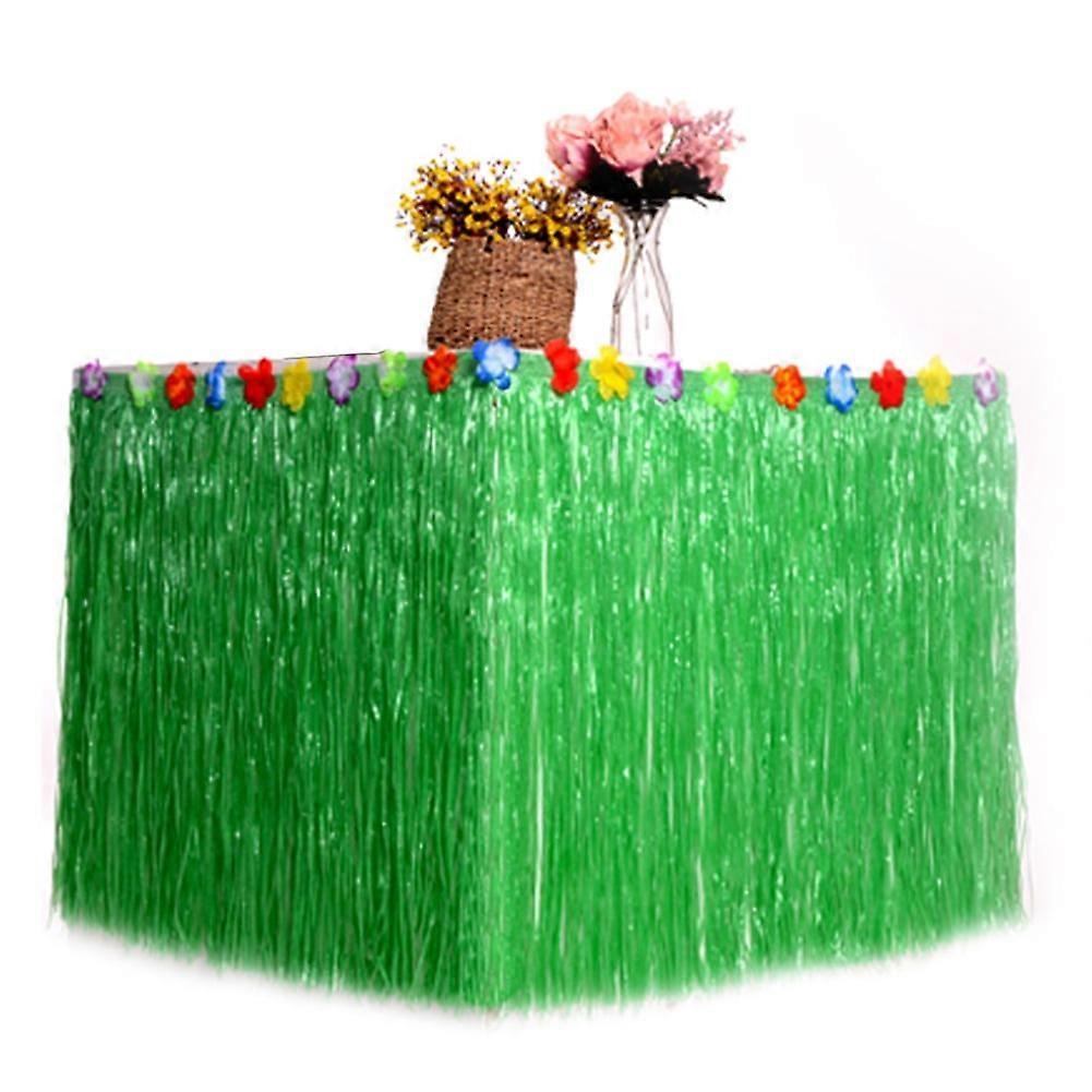 CSCHome Hawaiian Themed Party Table Skirt Durable Plastic Grass Table Skirts Tropical Theme Decor