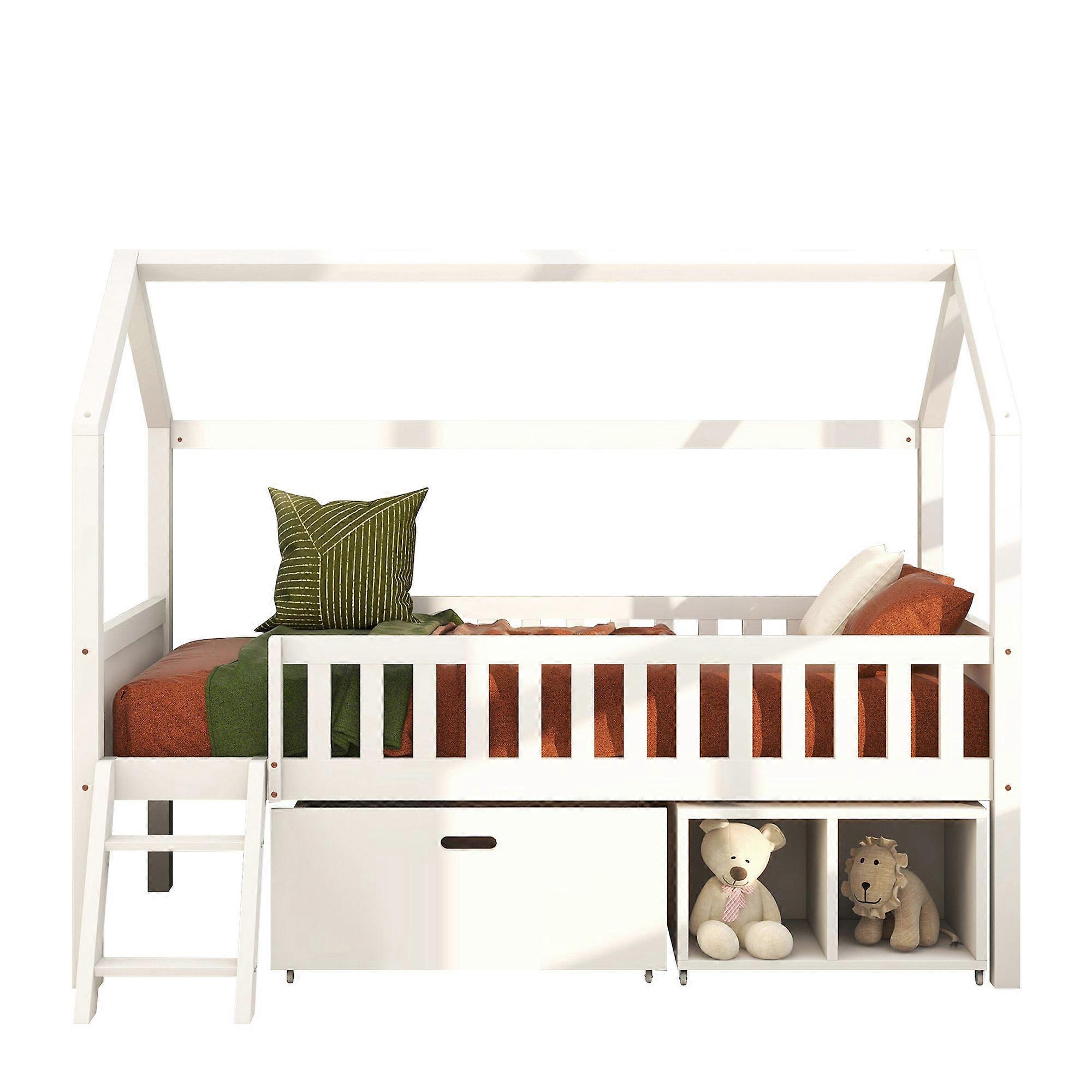 Single Children's Bed with Drawers and Storage Compartments