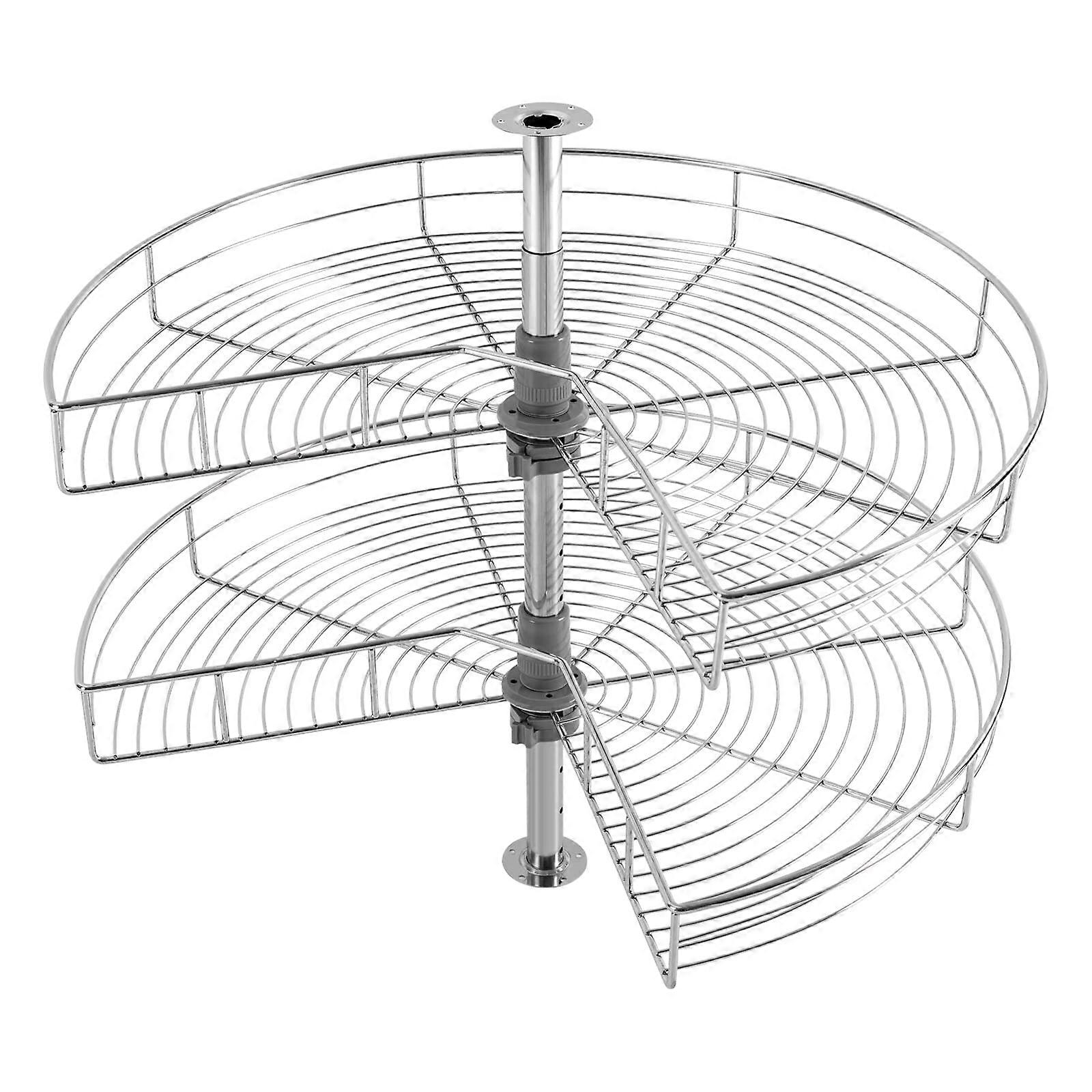 2 Tier Lazy Susan Corner Cabinet Organizer, 270° Rotating Blind Corner Shelf, Adjustable Height 28' Kitchen Storage Rack