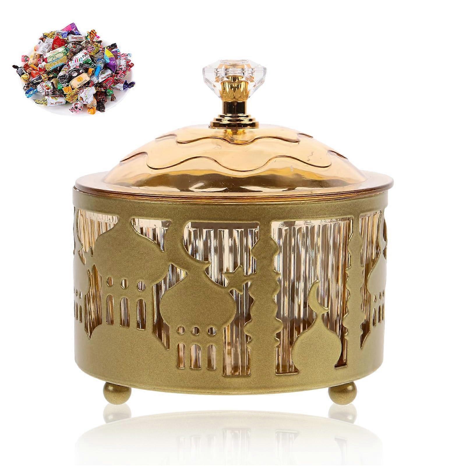 Eid Candy Tray with Lid, Elegant Ramadan Serving Tray for Snacks, Nuts and Cookies Storage