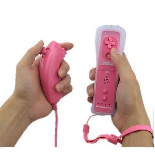 Wireless Pink Remote and Nunchuck Combo for Wii with Ergonomic Grip and Vibration Feedback