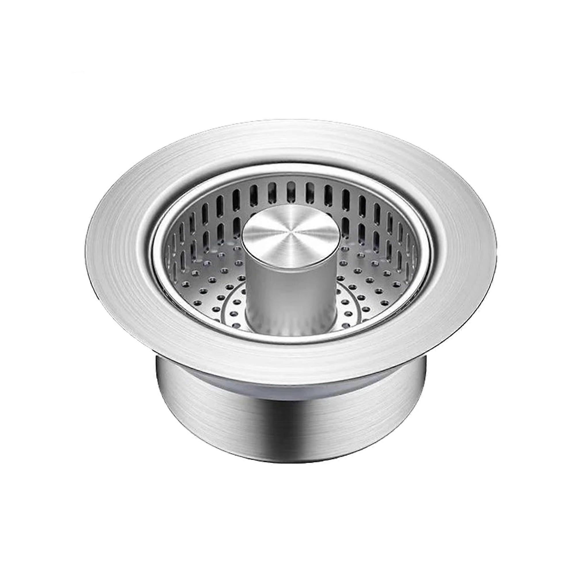 Kitchen Sink Drain Strainer and Stopper 3in1 with AntiClog Basket, Universal Fit, 304 Stainless Steel