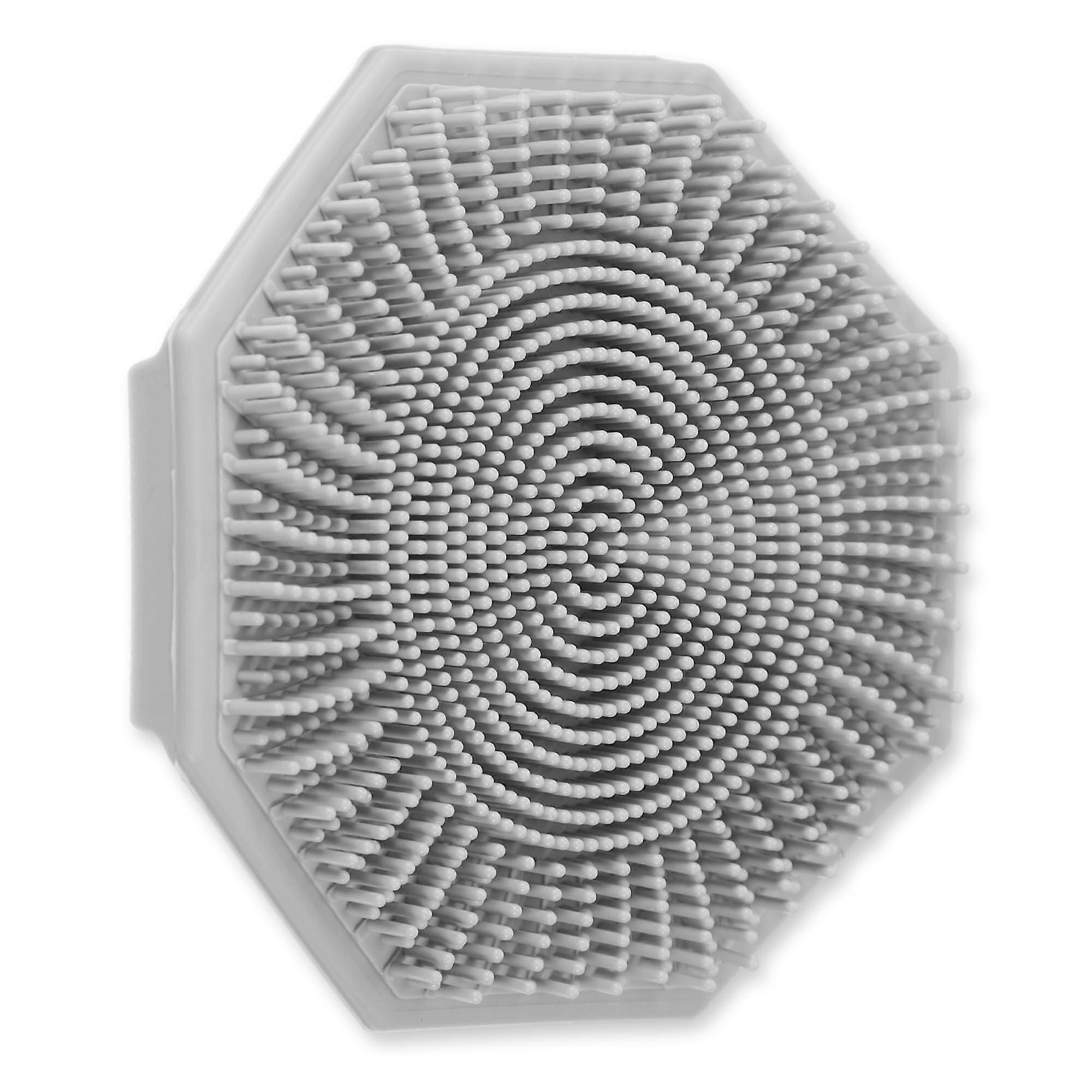 Silicone Body Scrubber with NonSlip Strap, Exfoliating Shower Brush, SoapSaving Hexagonal Design, Gray