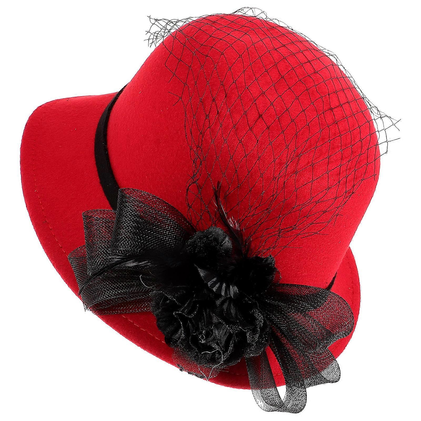 Church Hat for Decor with Veil and Flower