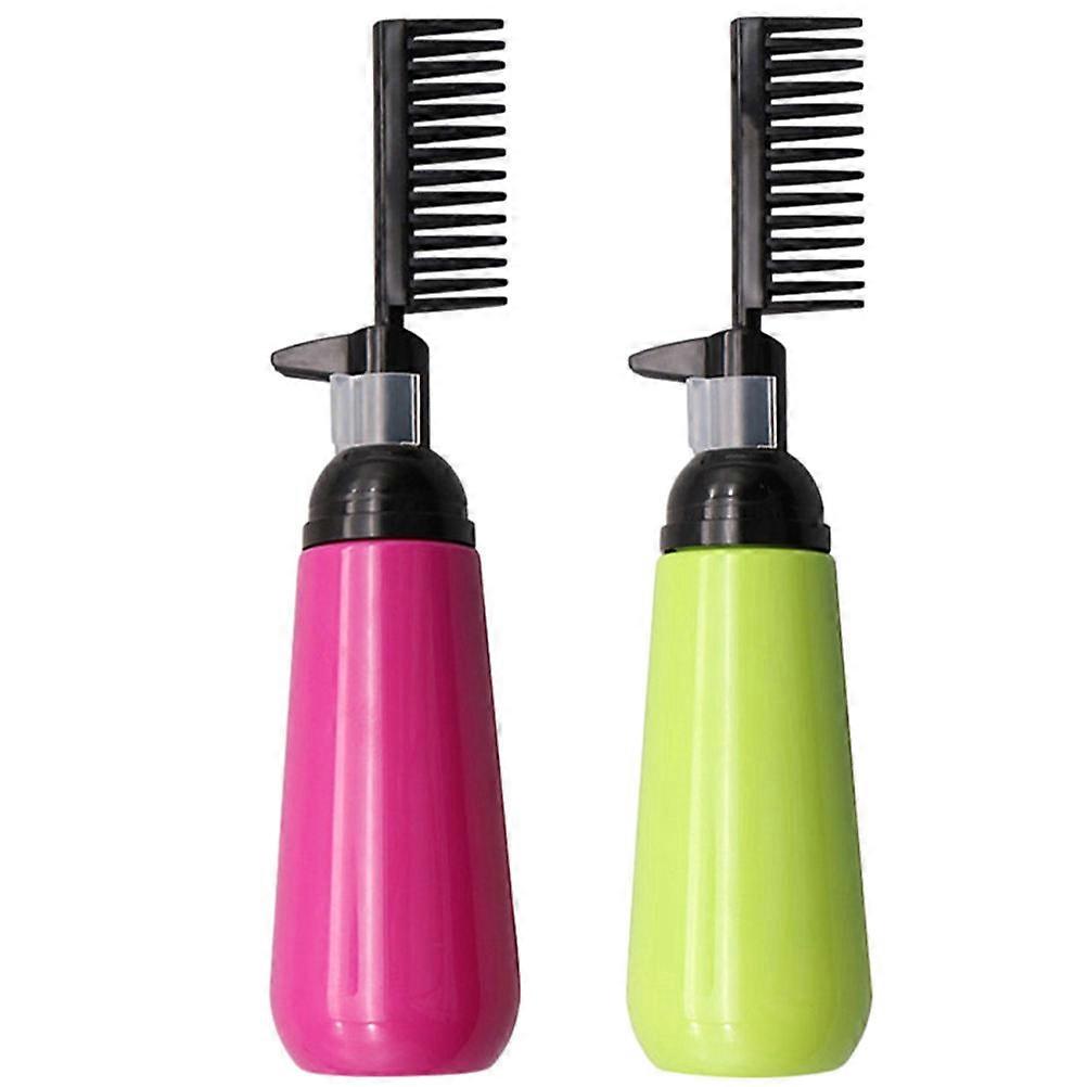 Assorted Color Hair Dye Comb Bottles for Root Application 2Pcs Plastic