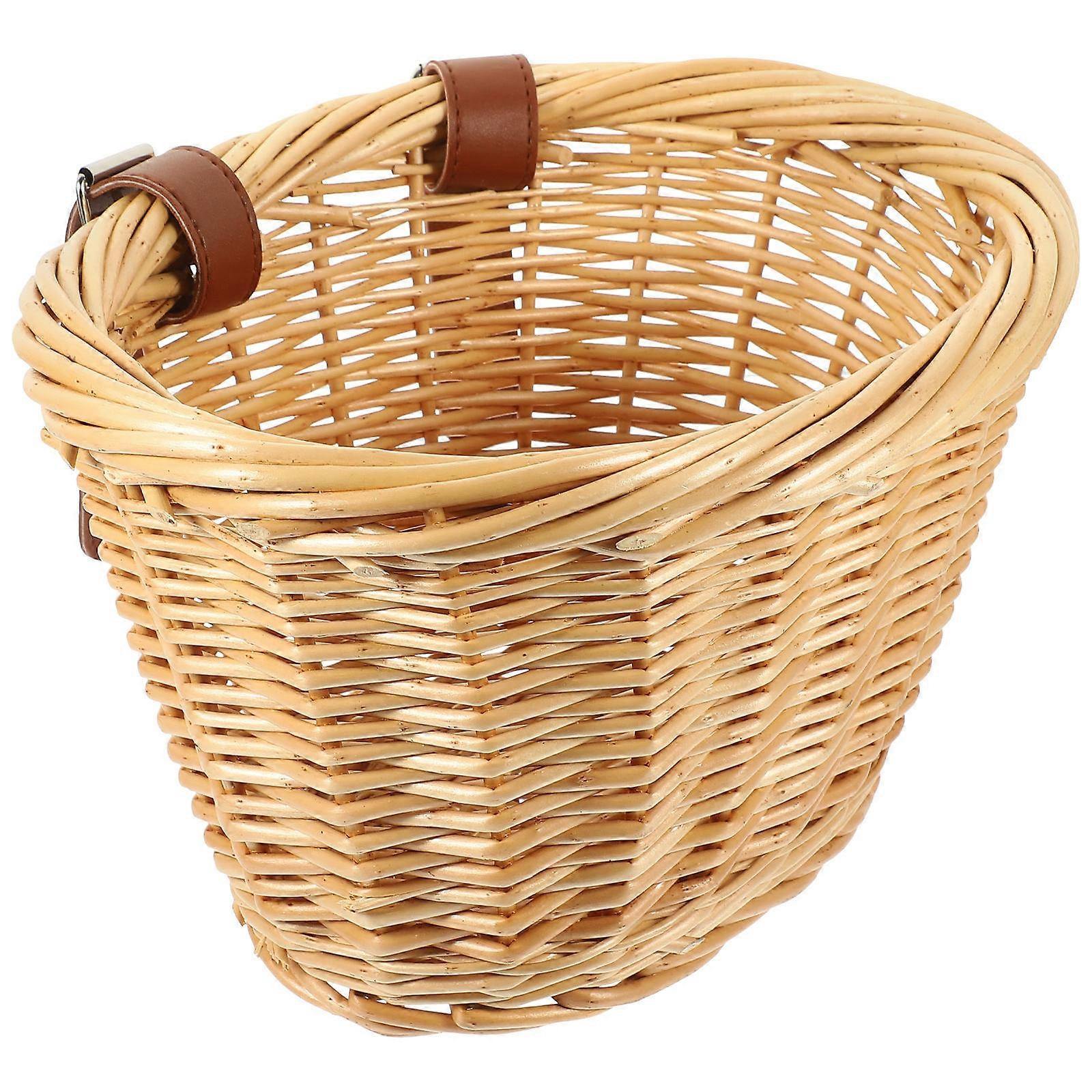 Picnic Wicker Basket Rustic Rattan Basket Children Bicycle Accessory 1Pack