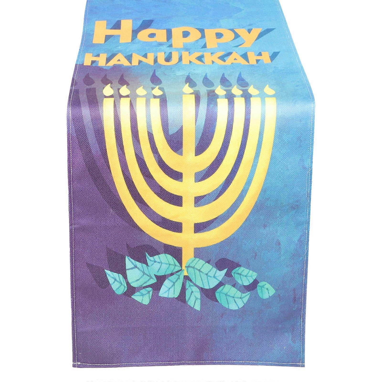Outdoor Table Runner Rectangular Tablecloth For Banquet Hanukkah Design Prevent Scratching 1Pack