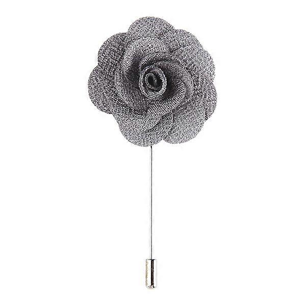 Flower Tie Pin Handmade Brooch for Men Use Grey