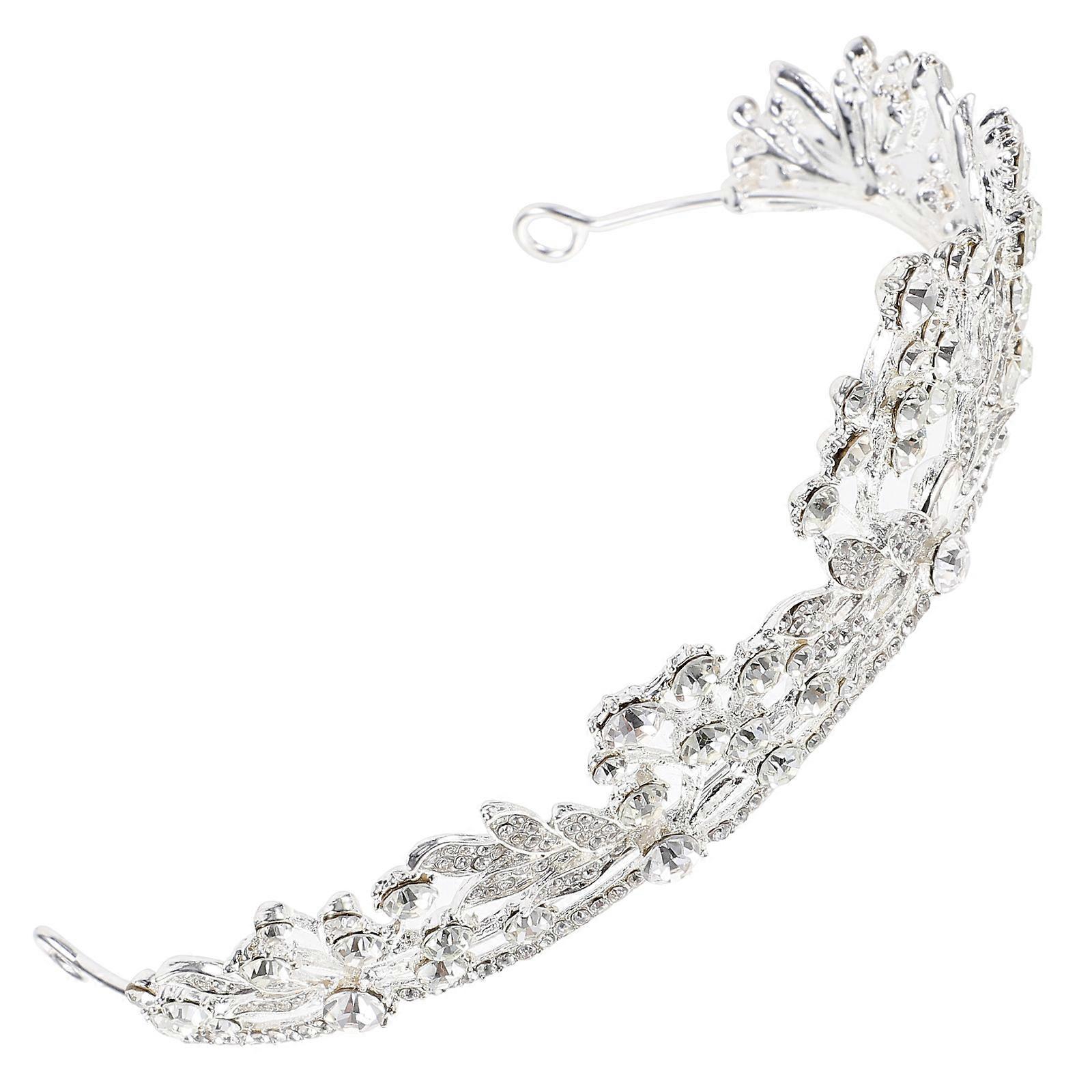Rhinestone Wedding Crown for Bride Crown Headband Elegant Silver Accessory
