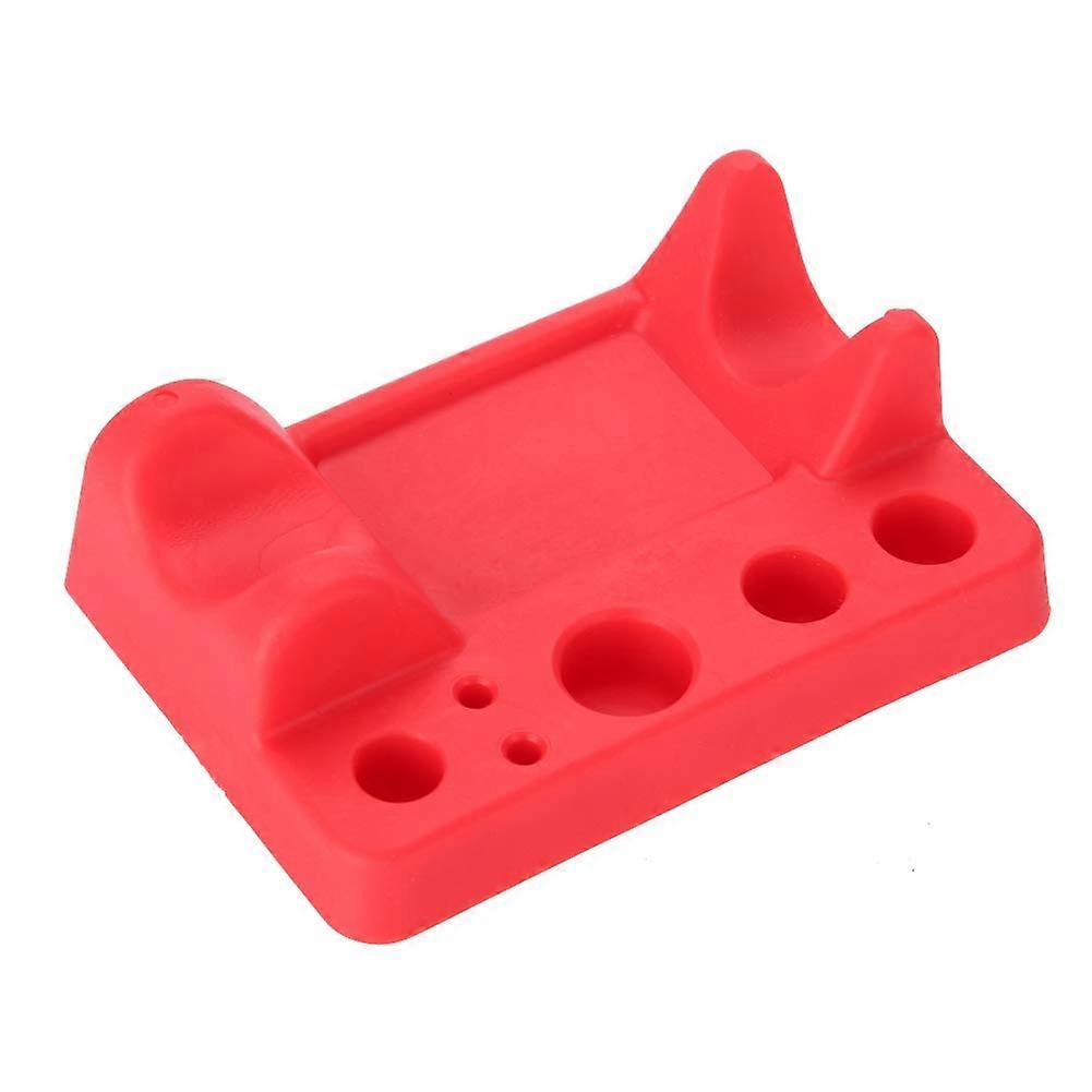 Tattoo Pen Holder and Machine Stand with MultiSlot Organization, Tool Protection, Red Silicone