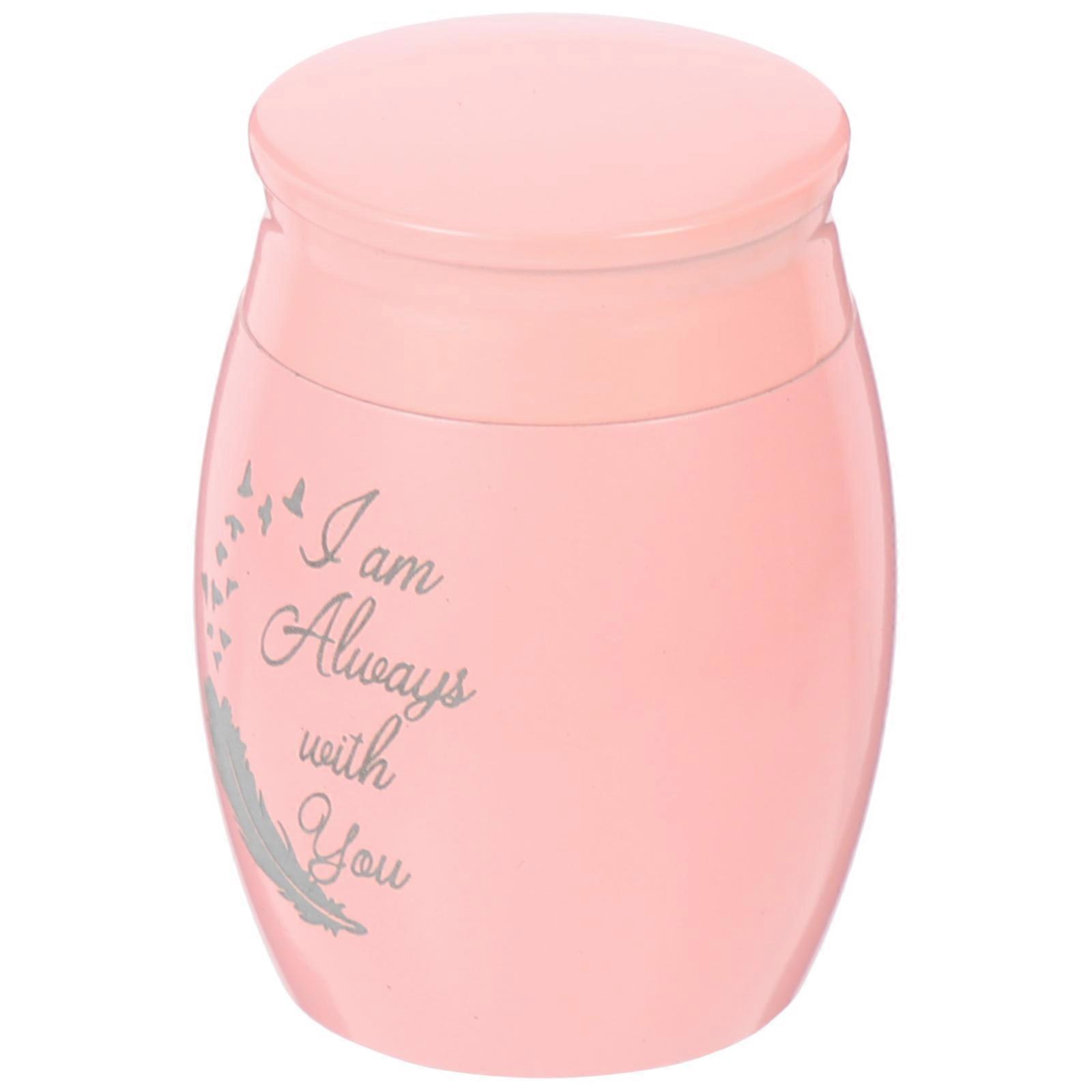 Pet Urn in Pink Aluminum Alloy Cinerary Container for Keepsake Small Size 3x3x5 Inches
