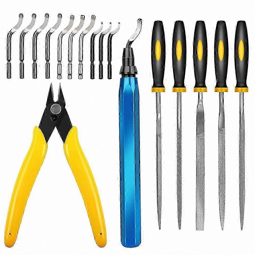 3D Print Deburring Tool Set: 11pc HSS Blades, 5pc Needle Files, 1pc Micro Cutter