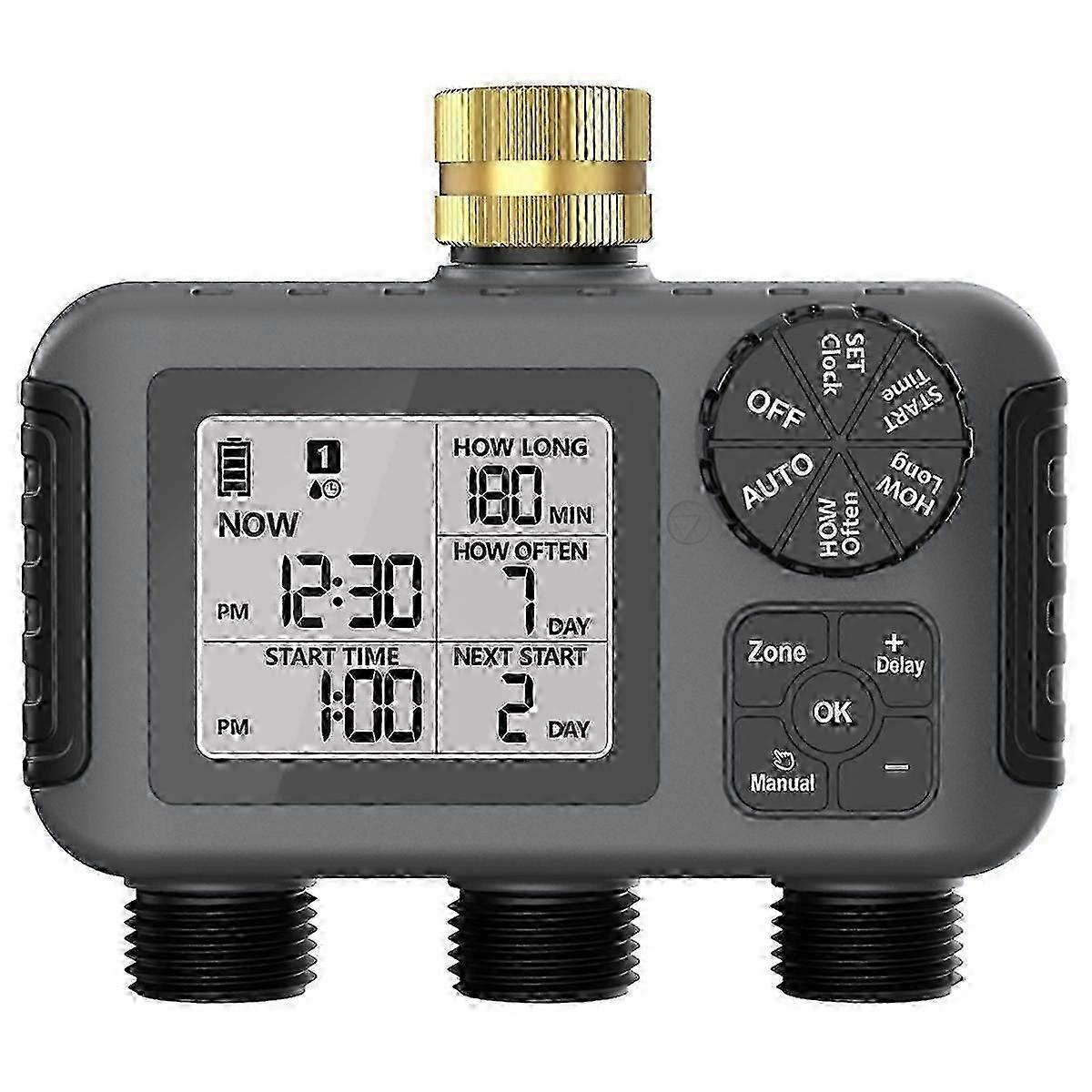 Digital Garden Irrigation System with 3-Outlet Automatic Water Timer & Programme for Sprinkling