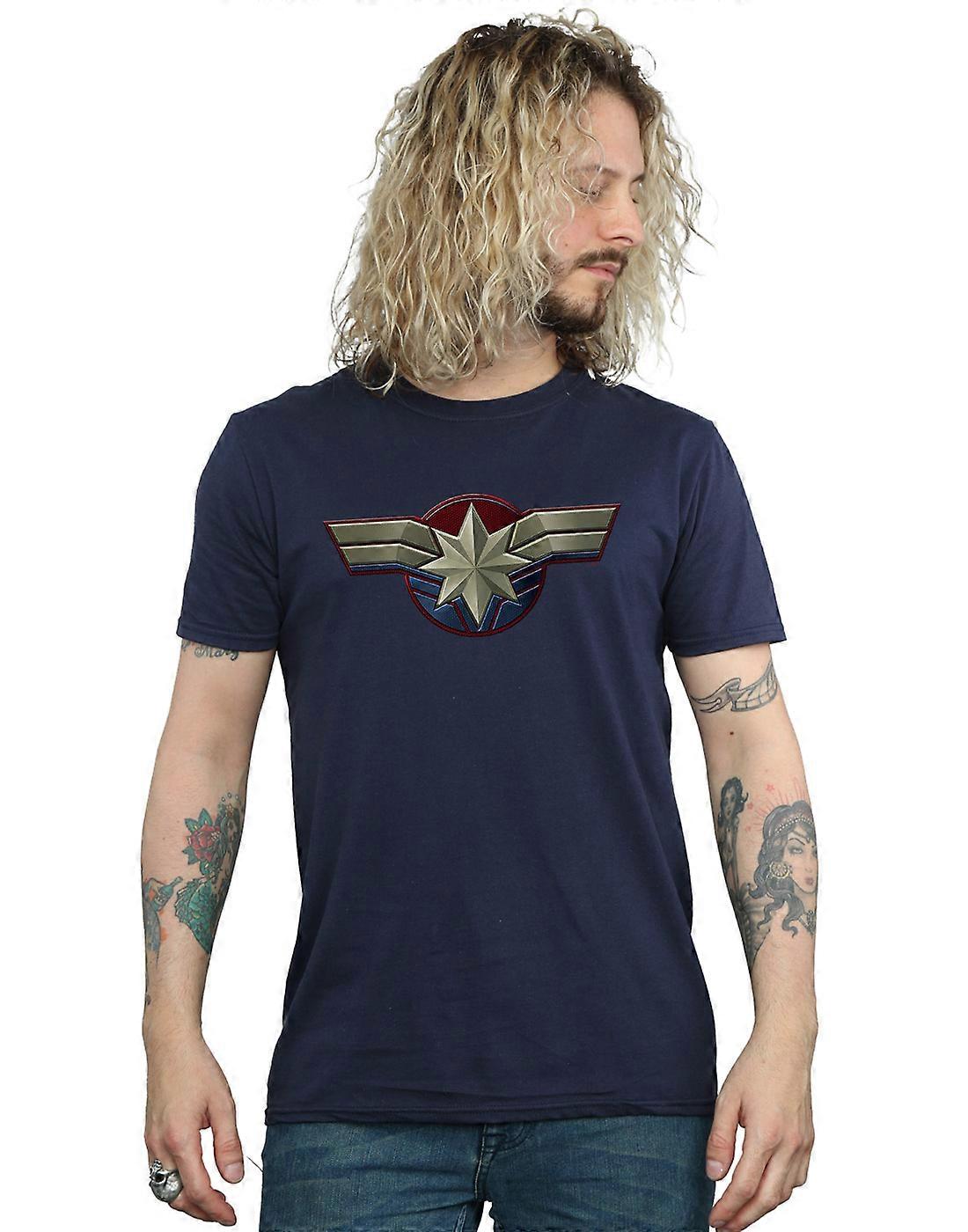 마블 남성용 캡틴 마블 체스트 엠블럼 티셔츠