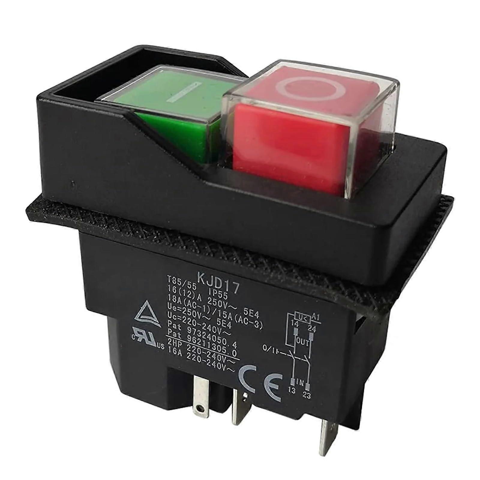 KJD17 220V Push Button Switch 5 Pin Electromagnetic Safety Cutoff for Garden Power Tools