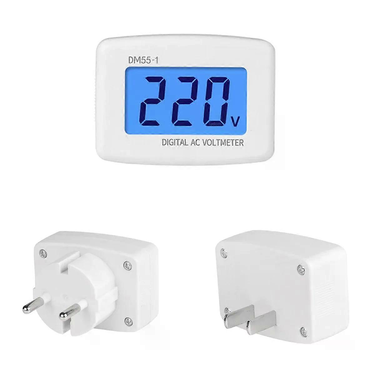 DM55-1 Digital Voltmeter EU US Plug Volt Meter Socket Voltage Tester LCD Display Voltage Meter 110V 220V Wall Flat Voltage Meter