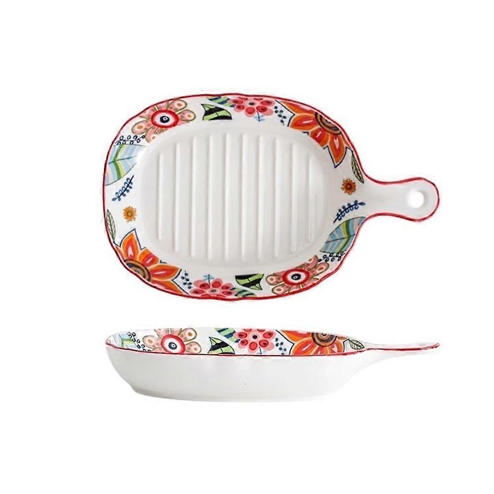 Ceramic Pizza Baking Dish with Handle, Oven and Microwave Safe, MultiPurpose Serving Pan