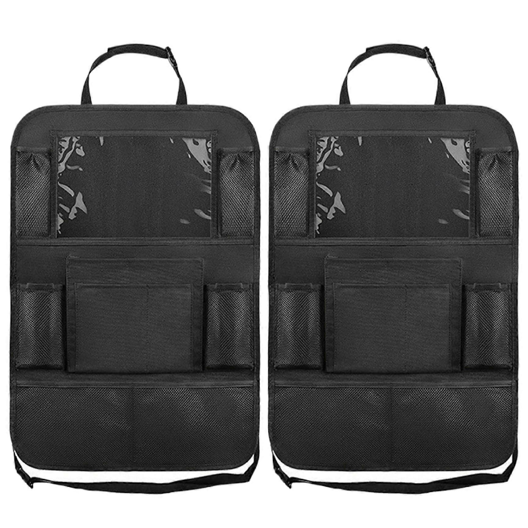 Car Back Seat Organizer 2 Pack with Secure Tablet Holder Waterproof MultiPocket Travel Storage