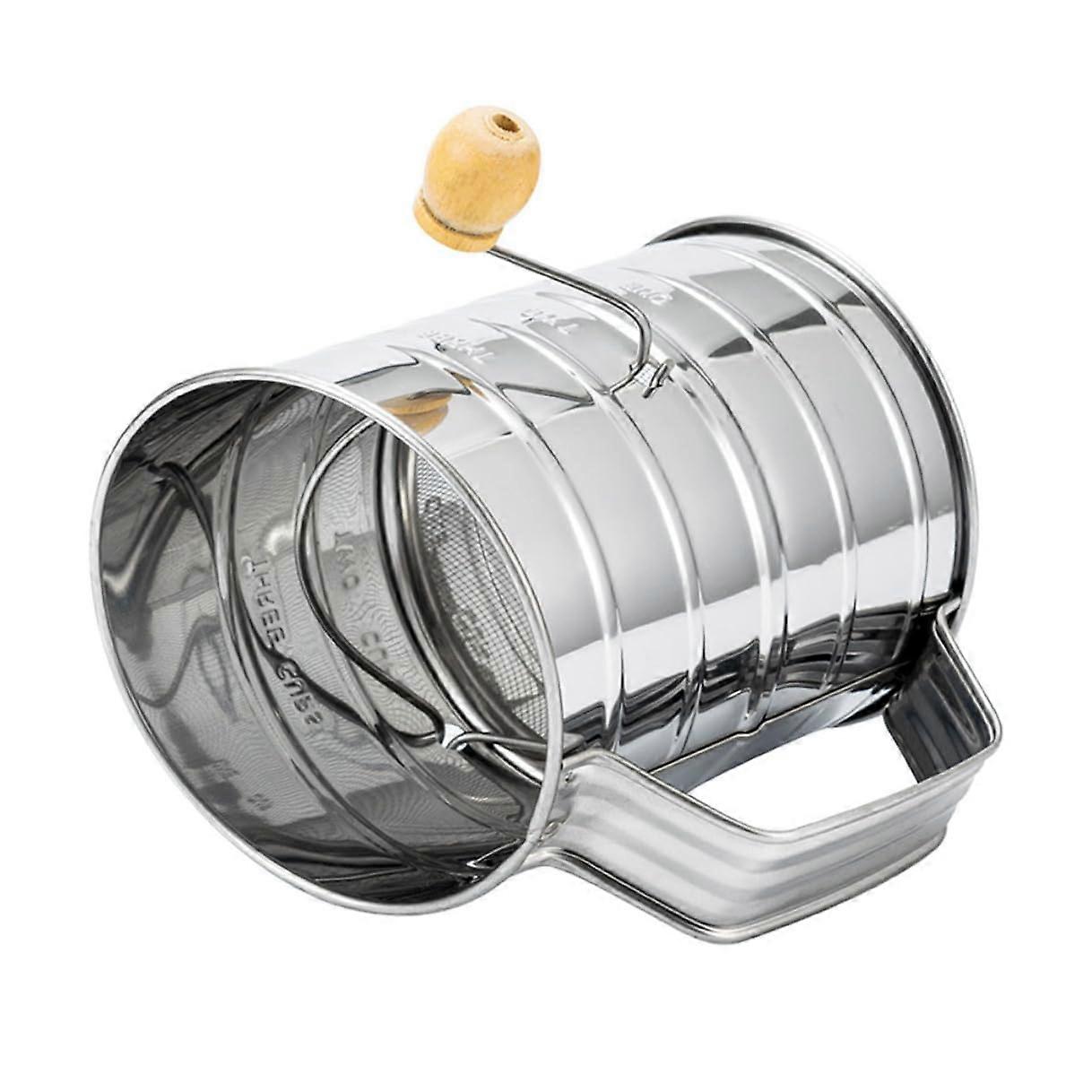 Stainless Steel Flour Sifter with Large Capacity Cup and Comfortable Handle for Baking