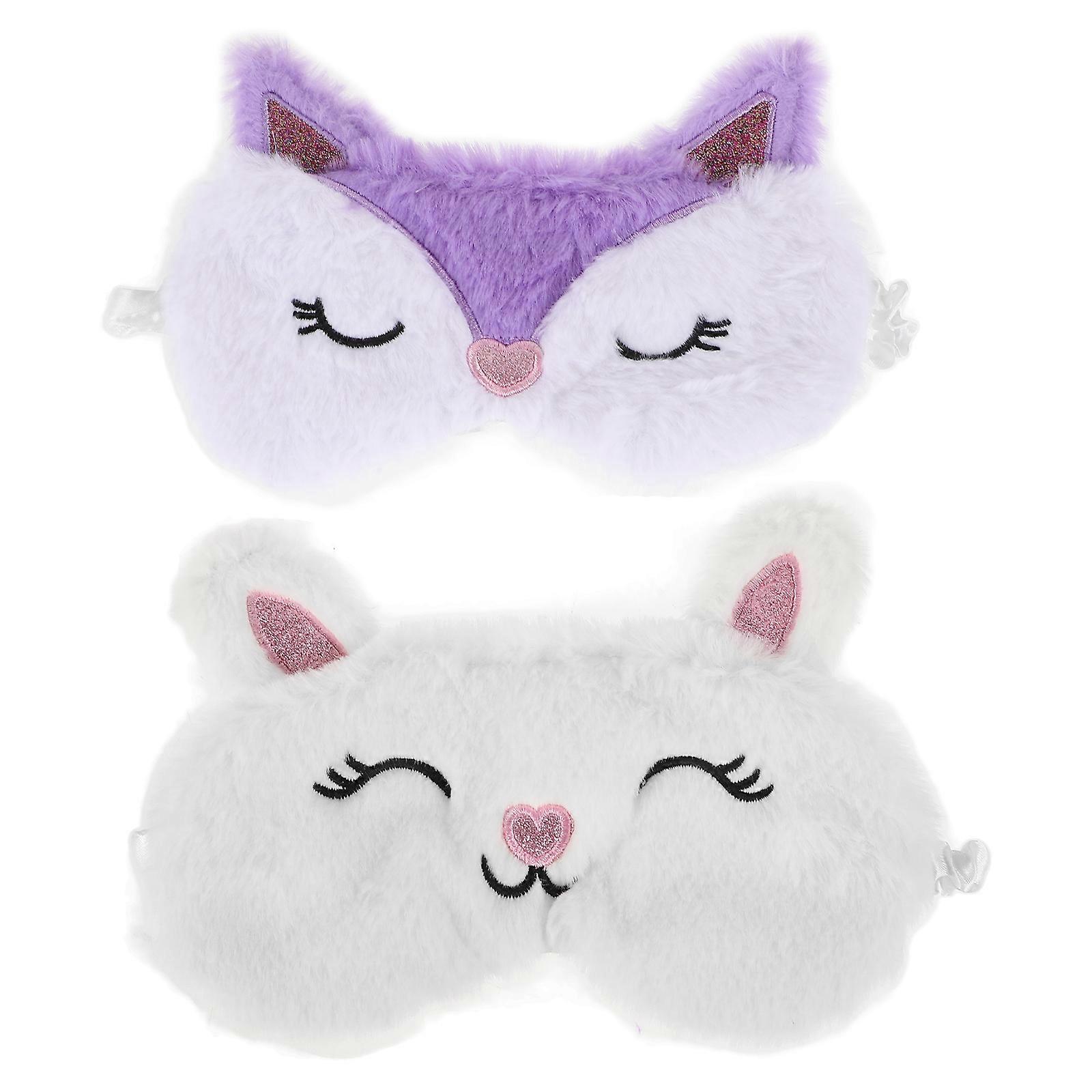 Assorted Mask for Sleeping 2Pcs Plush Blindfold Set