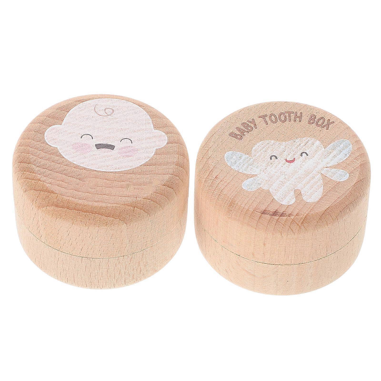 First Lost Teeth Box for Storage 2Pcs Wooden Tooth Keepsake Container