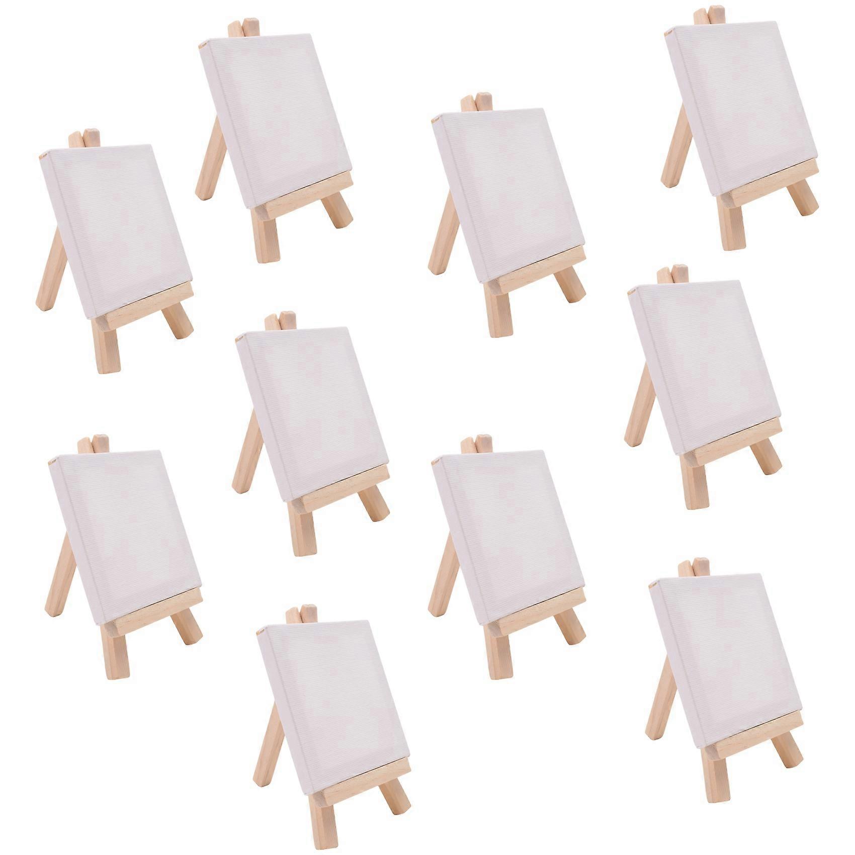 10 Sets Mini Display Easel With Canvas 8X8Cm Small Table Gift