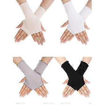 Uv Protection Gloves Wrist Length Sun Block Driving Gloves Unisex Fingerless Glove