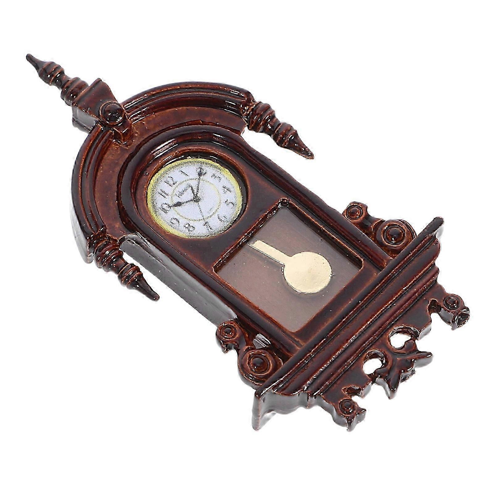 Miniature Vintage Pendulum Clock Wall Clock Decor for Mini Scene
