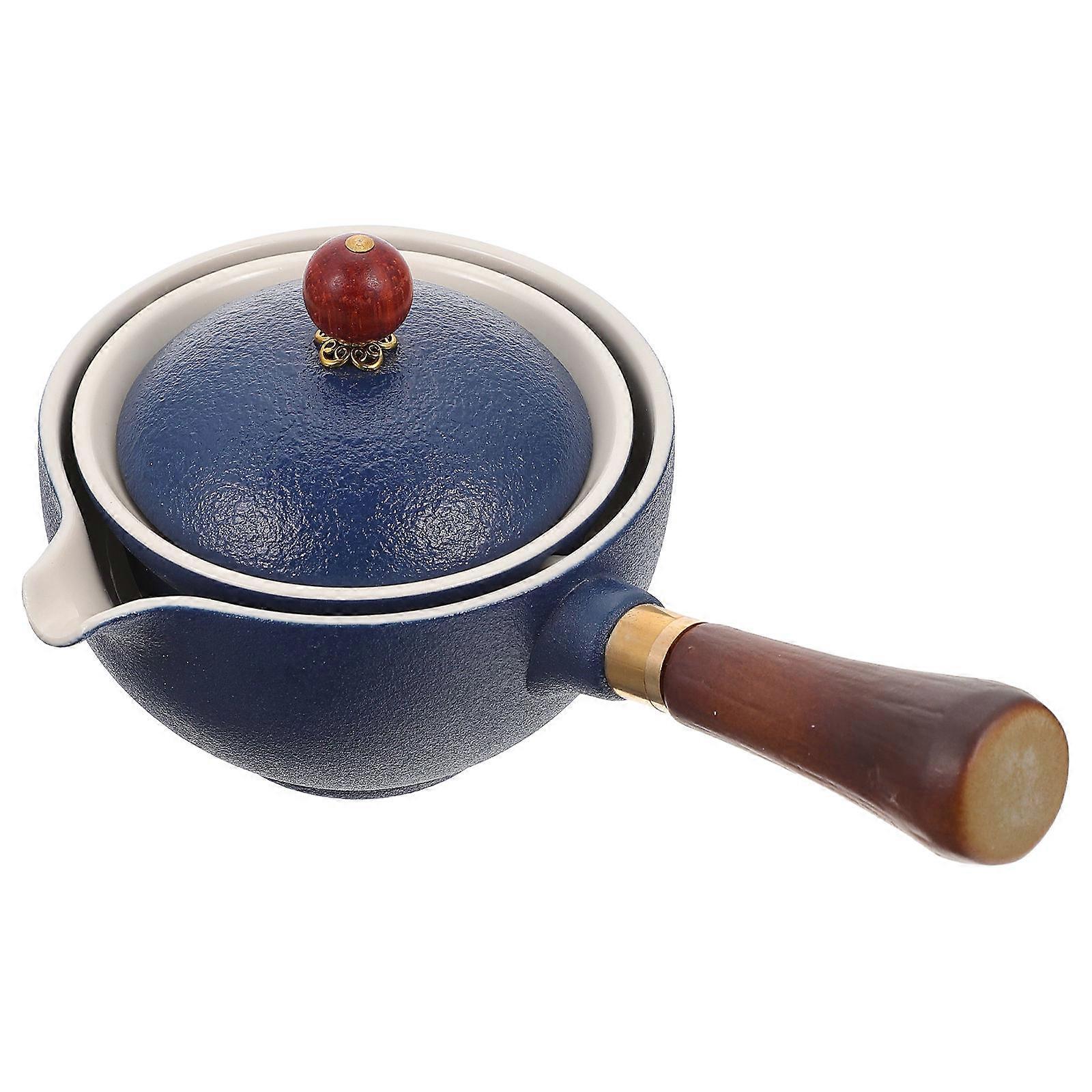 Practical Ceramic Teapot with Side Handle for Tea Brewing 2Pcs