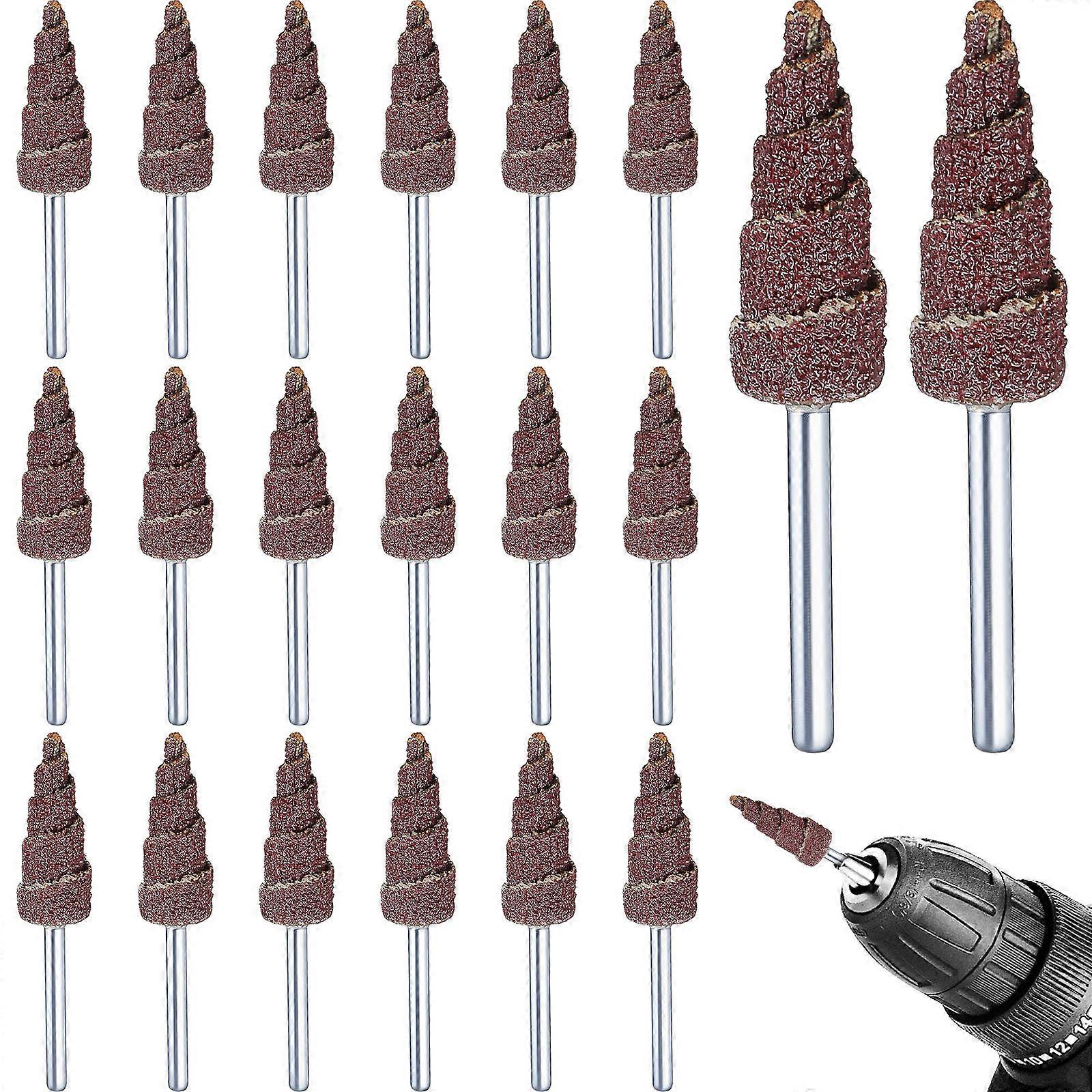 20pcs Cone Shape Abrasive Flap Wheel with Handle for Deburring Sanding