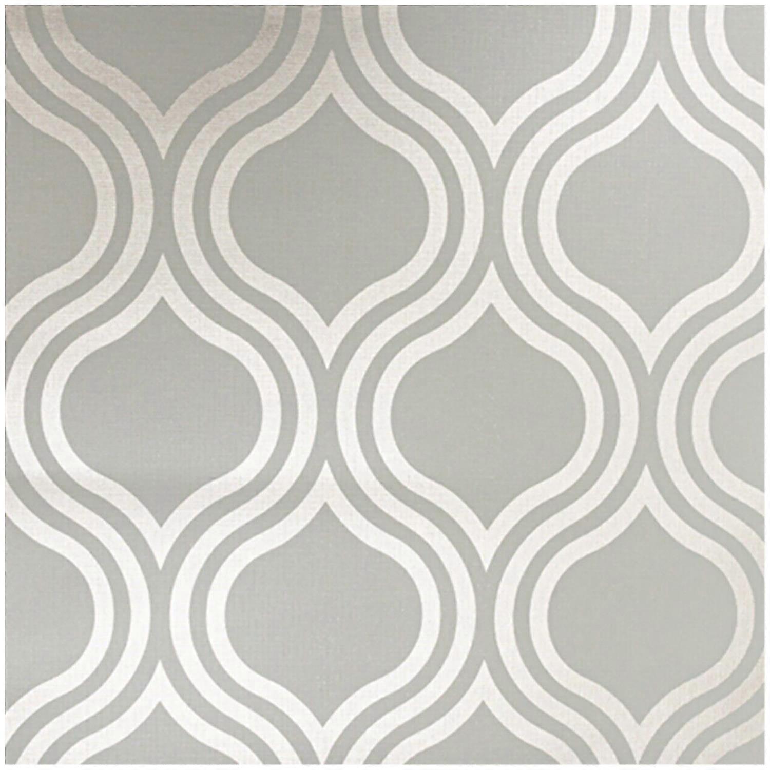 Grey Silver Trellis Wallpaper