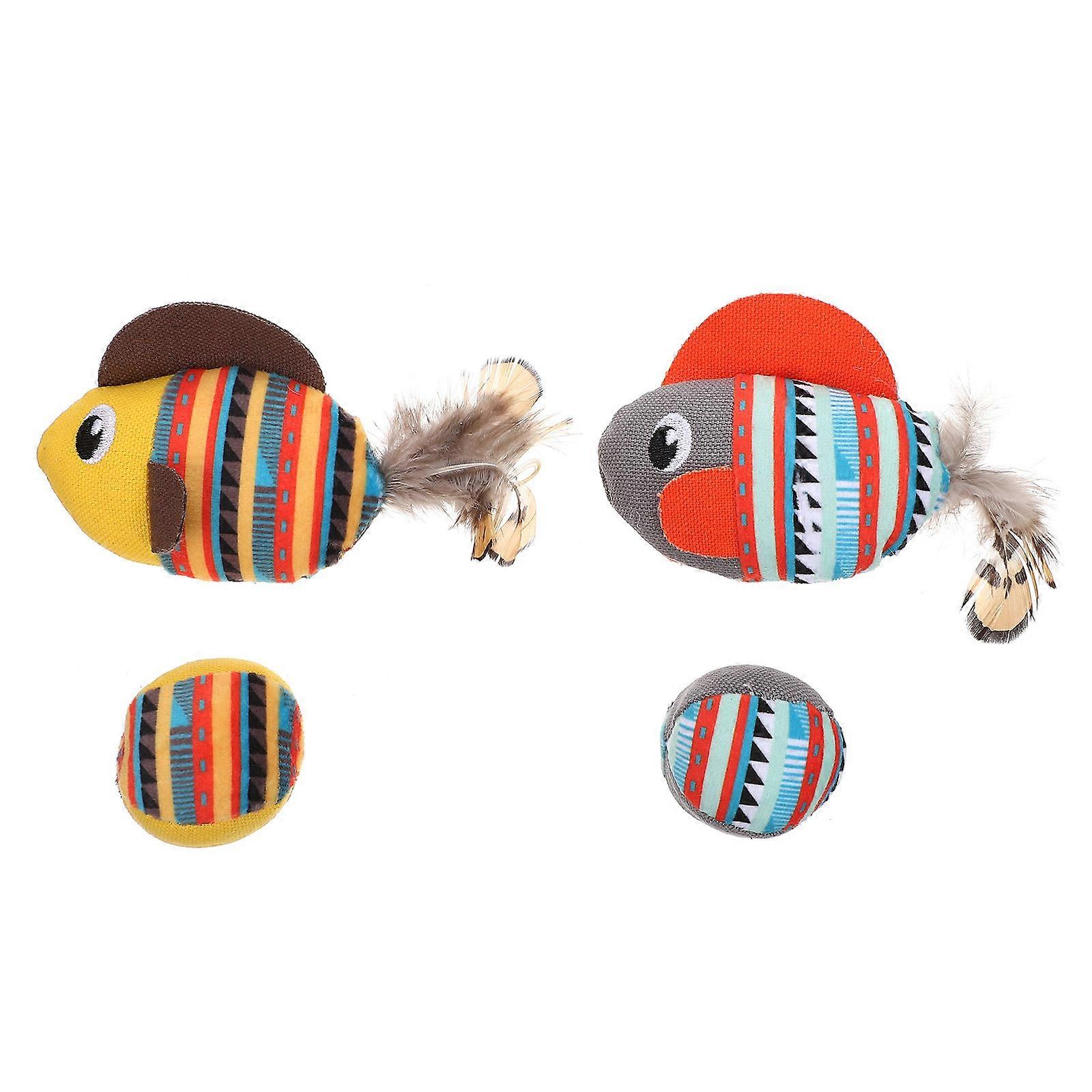 Cat Interactive Plaything Pet Chewing Toys for Playing 2Sets Assorted Color