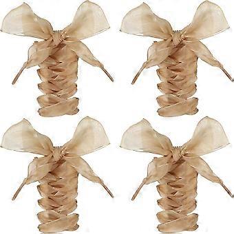Lintschoenveters voor dames, 2 paar 43,3 inch platte organza schoenveters met vlekkenlint voor sneakers en sportschoenen