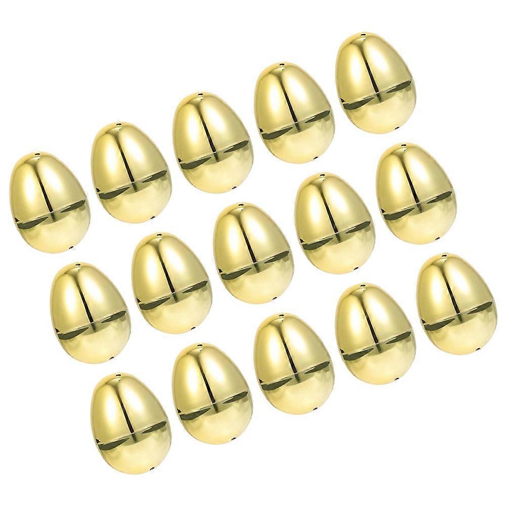 Golden Easter Decorative Eggs for Decorating 15Pcs Artificial Fillable Containers