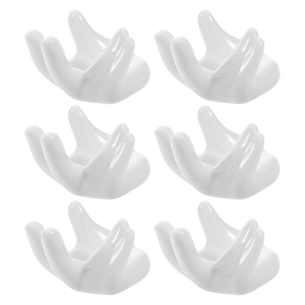 Ceramic Hand Shaped Egg Display Stand, 6Pcs, For Hard Boiled Eggs, Kitchen Table Decor