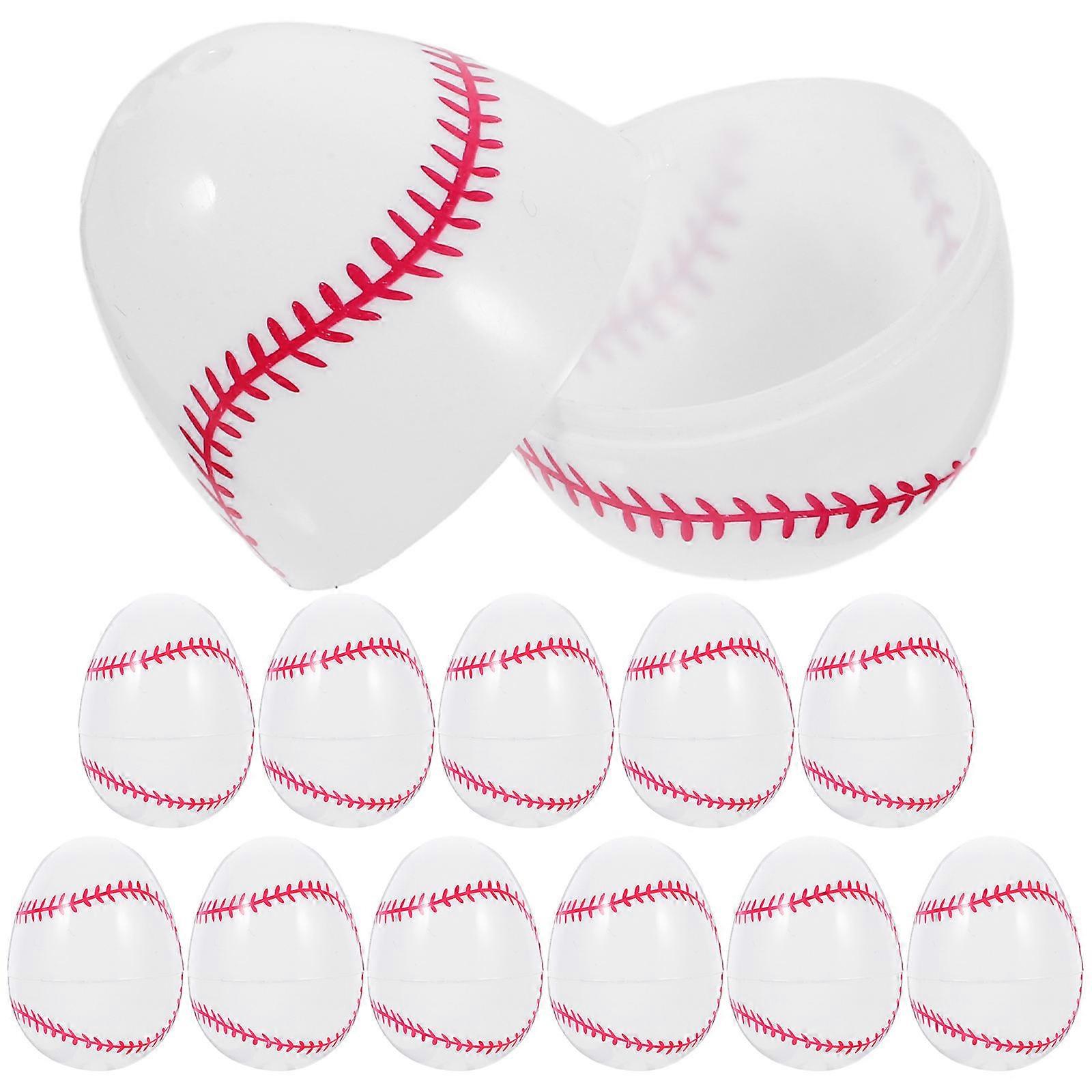 12pcs Printed Plastic Eggs Easter Egg Baseball Easter Basket Stuffer Party Openable Easter Eggs