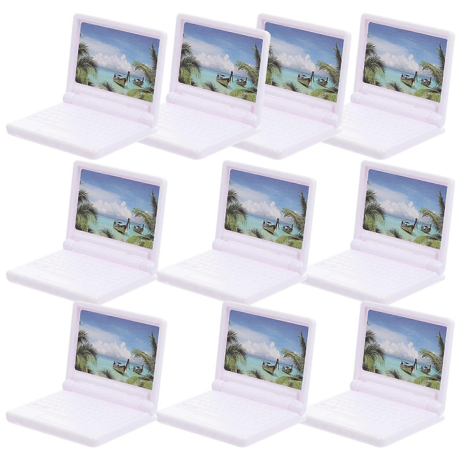 Mini Laptop Models Decorative Notebook Computer Models for Doll House Decor 10Pcs