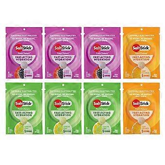 SaltStick, FastChews®, tuggbara elektrolyter, flersmaksförpackning, 8 paket