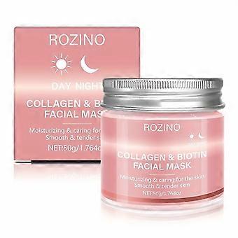 Collagen & Biotin Facial Mask with Peony Scent, Day & Night Hydration Gel for All Skin Types, 50g Moisturizing Skin Care