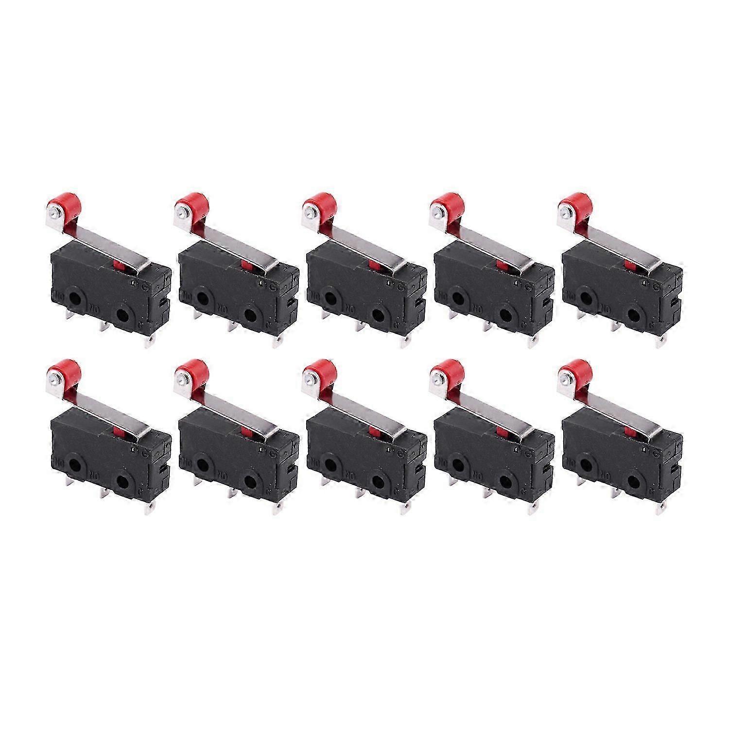 10Pcs Micro Roller Lever Limit Switch, PCB Mount Open Close Microswitch, Quick-Action Compact, for Electronics Appliances Automation, AC 125-250V 5A