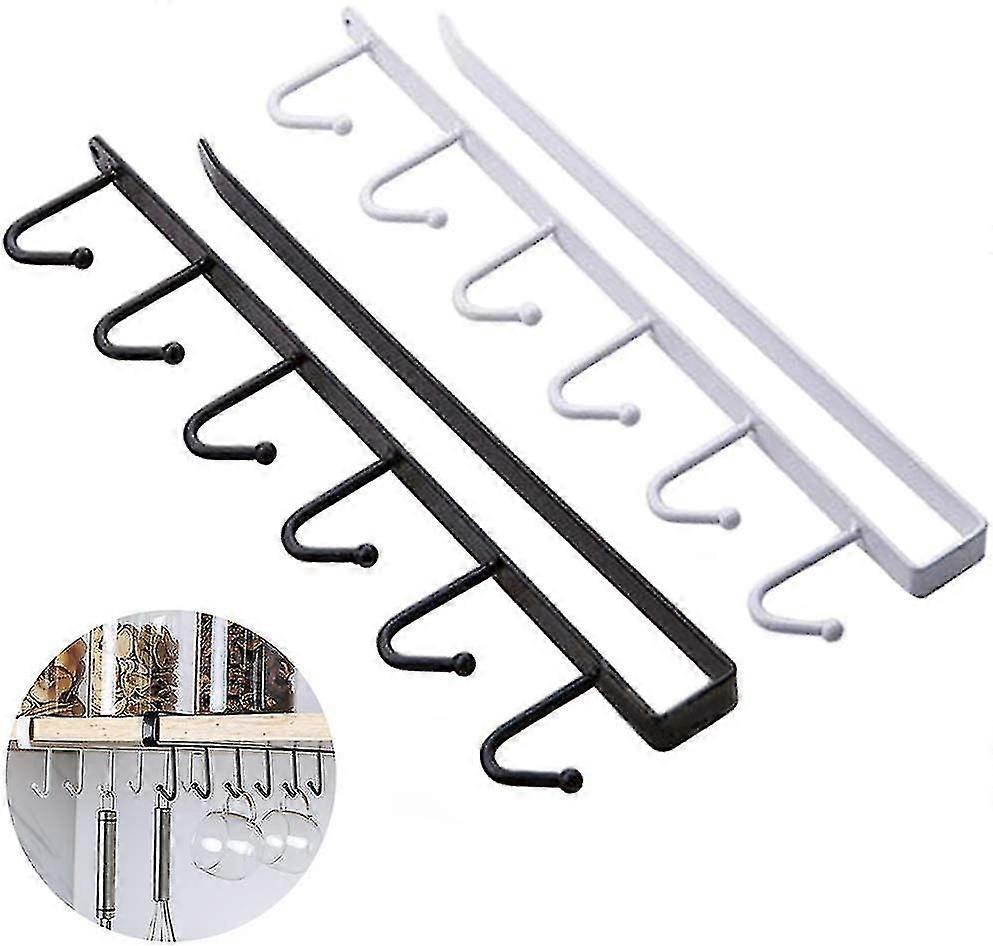 Multifunctional Cupboard Insert Cup Holder Hook Rail Coat Rack Without Drilling