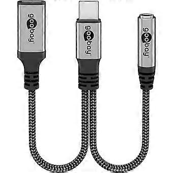 Goobay Adapter USB-C to USB-C + 3.5 mm jack (AUX) Black/Grey