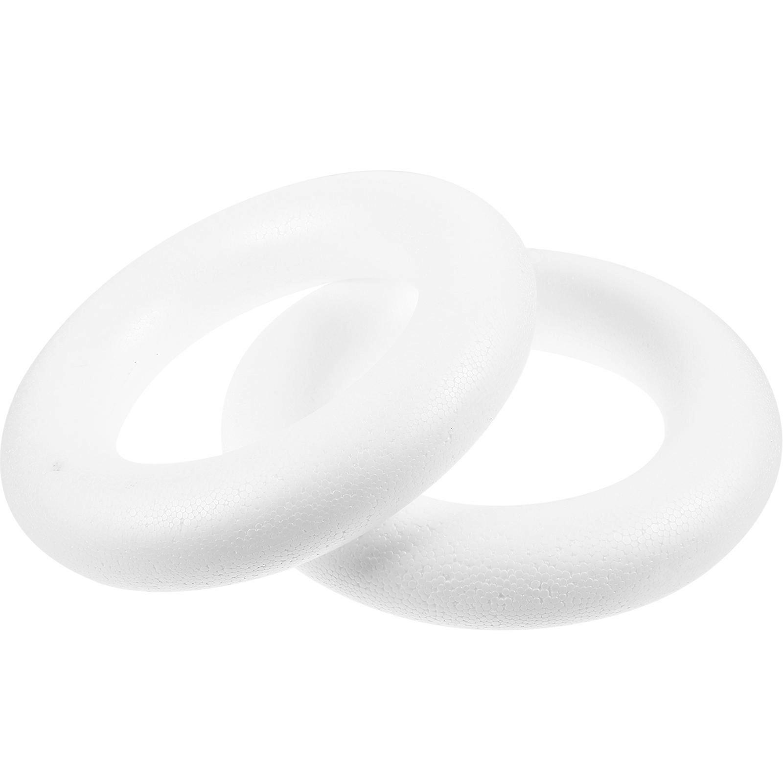 DIY Craft Making White Solid Round Ring Foam 2Pcs Kit